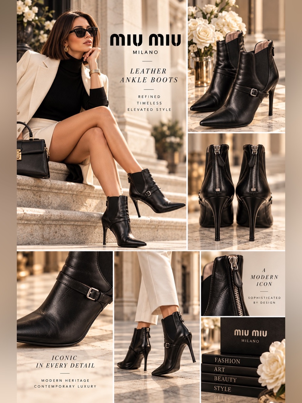 Miu Miu Black Leather Shoe Booties Boots